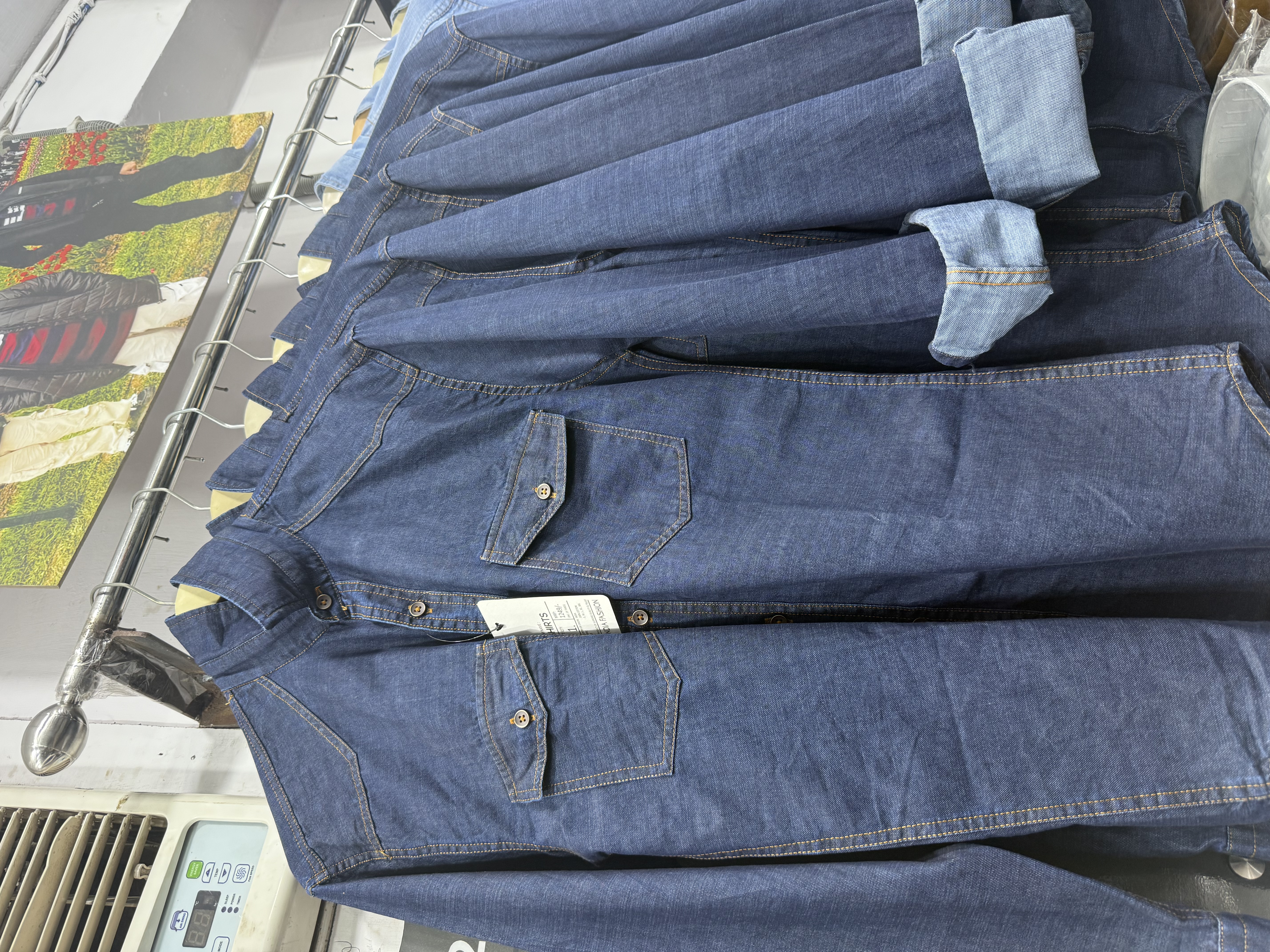 Cotton Denim shirt  front side two pockets 