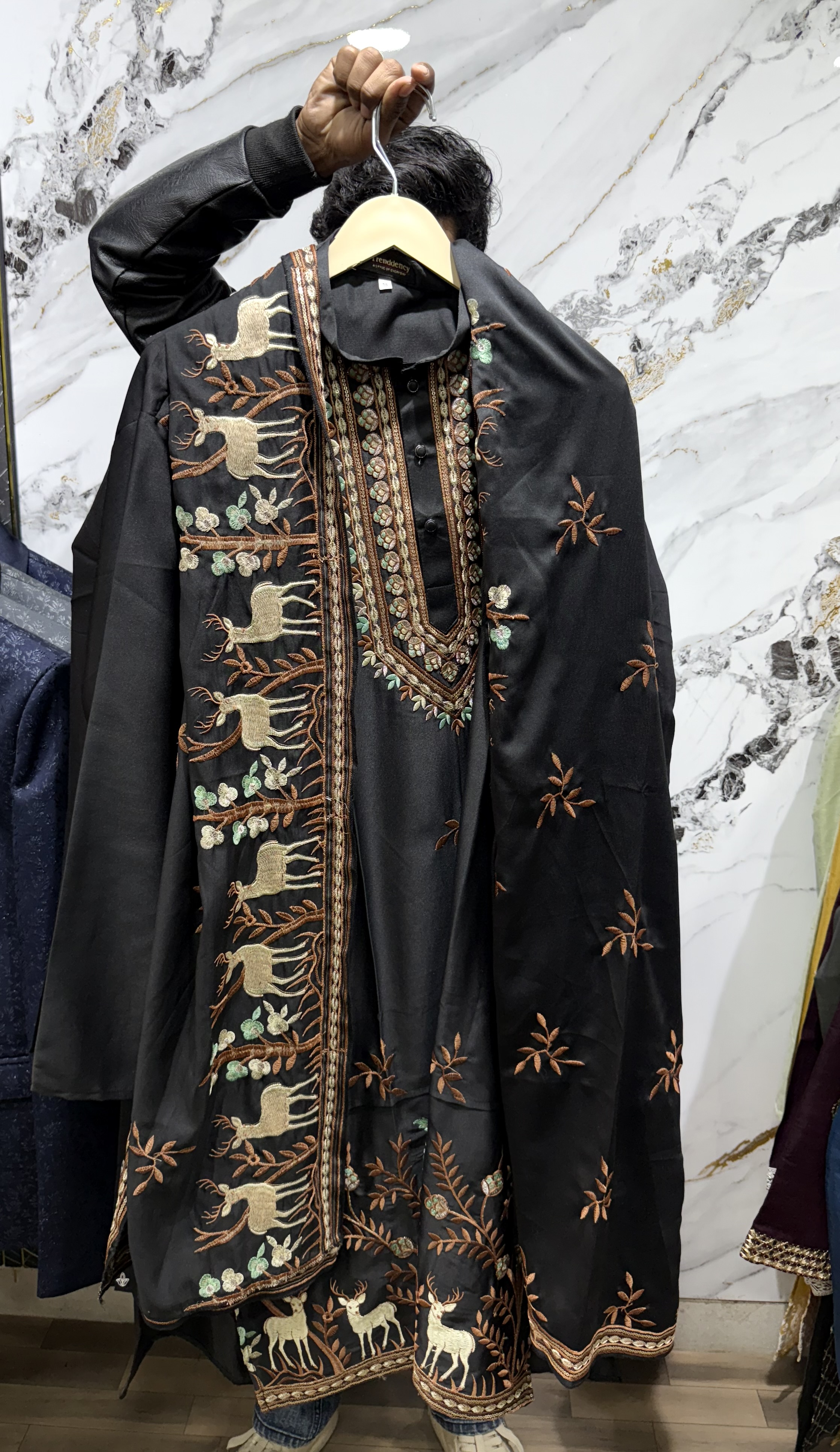 Black Kurta   Embroidery with stall 